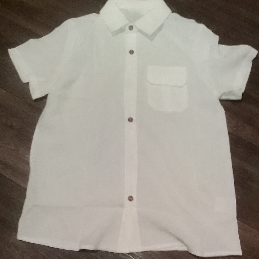 Boy's Short Sleeve Solid Dress Shirt NWOT